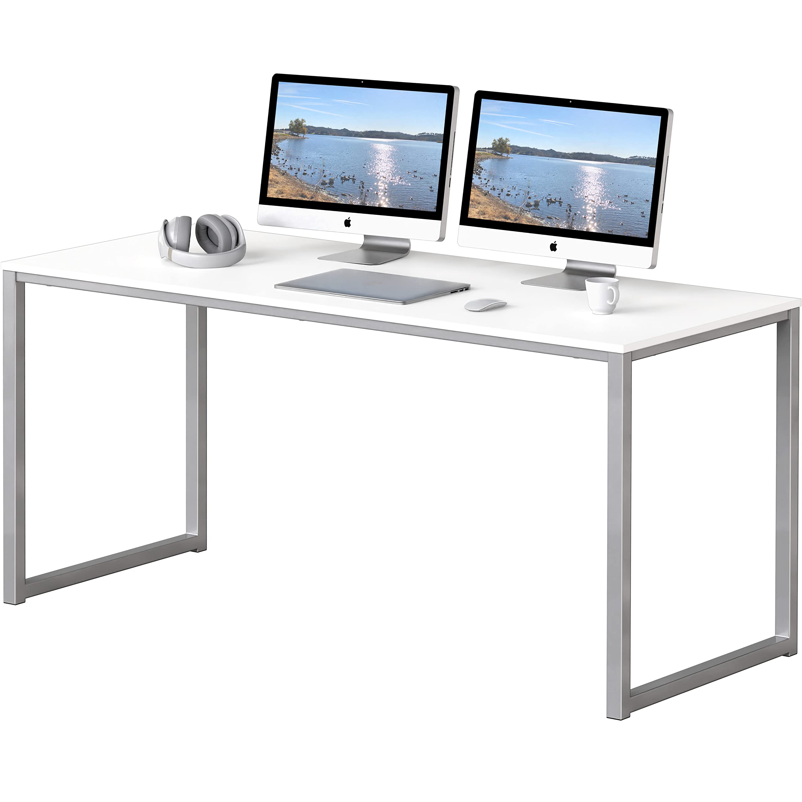 SHW Mission 55-Inch Home Office Solo Computer Desk, White - image 1 of 5