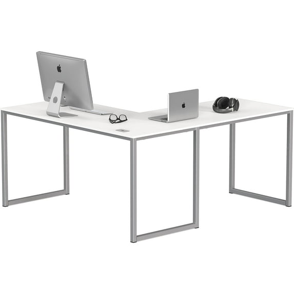 SHW Mission L-shaped Home Office Corner Desk 55" x 60", White