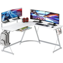 ODK Home Computer Desk with Adjustable Stand, 48 inch Home Office Desk with 3 Heights Monitor Stand(10cm, 13cm, 16cm), Rustic Brown