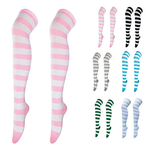 SHX 1/2" Stripe Fashion/Costume Knee High Socks Tights Over the Knee for Women, 1PR