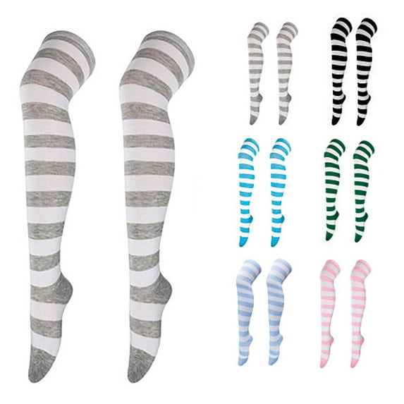 SHX 1/2" Stripe Fashion/Costume Knee High Socks Tights Over the Knee for Women, 1PR