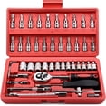 thumbnail image 1 of SHX 46 Pieces 1/4 inch Drive Socket Ratchet Wrench Set, with Bit Socket Set Metric and Extension Bar for Auto Repairing and Household, with Storage Case, 1 of 6