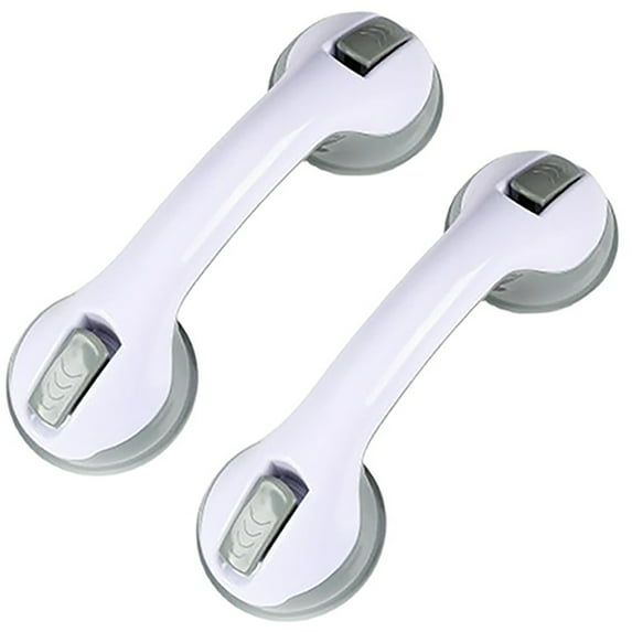 SHX Plastic Suction Cups Handle Bathroom Grab Bar, White, (2 Pack)