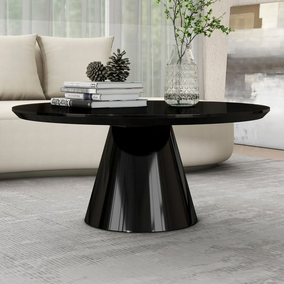 SHYFOY 15.75"H Modern Round Coffee Table Solid Wood Circle Table Center Table for Living Room