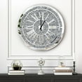 thumbnail image 1 of SHYFOY 24" Crushed Diamond Round Wall Clock, Luxury Mirror Glass Silent Non-Ticking Clock with Roman Numerals for Living Room or Office Decor, 1 of 8