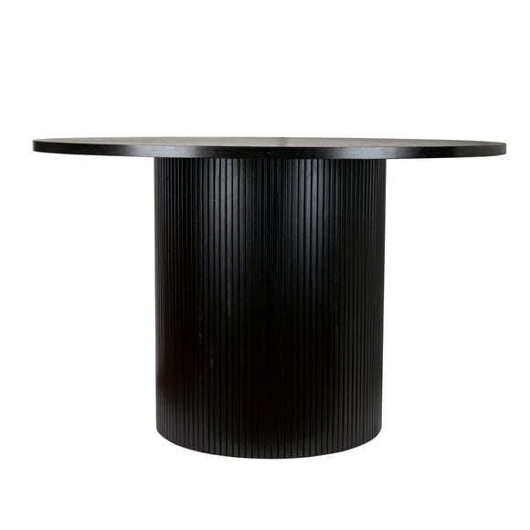 SHYFOY Black Solid Wood Dining Table Round Dining Table Modern Wood Kitchen Table Leisure Coffee Table