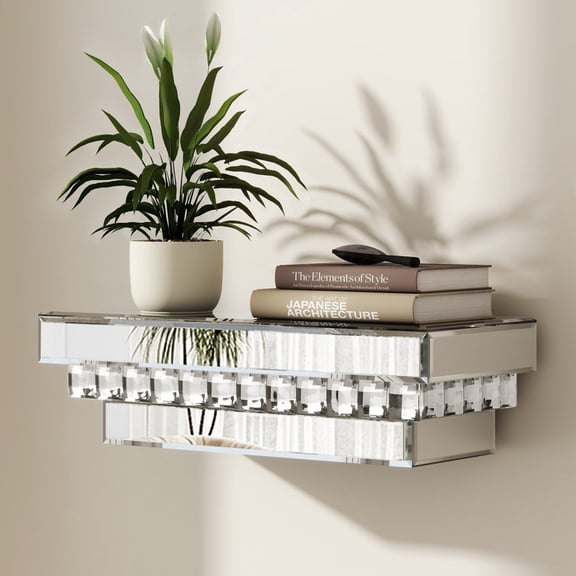 SHYFOY Glass Accent Wall Shelf Modern Decorative Floating Shelf for  Living Room, or Kitchen