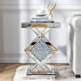 thumbnail image 1 of SHYFOY Mirrored End Table with Crushed Crystals Inlay, Sofa Table Modern Side Table Silver Accent Table for Living Room, 1 of 9
