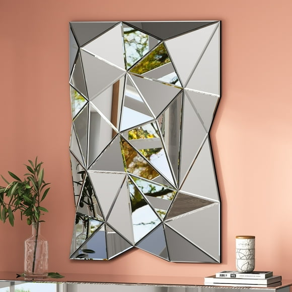 SHYFOY Modern 3D Wall Mirror Irregular Triangle Accent Mirror for Home Decor
