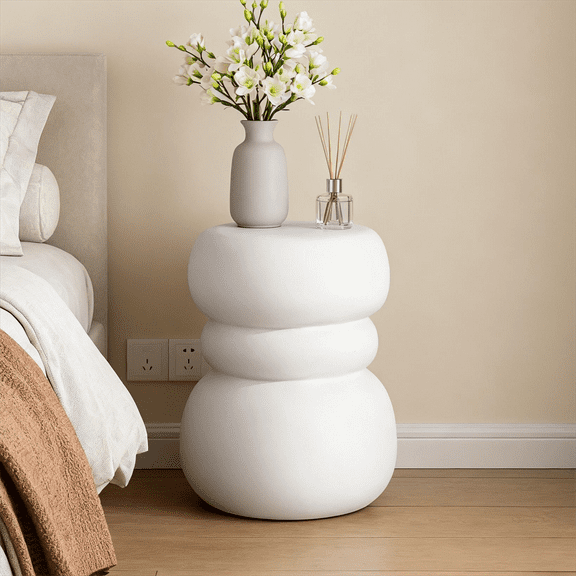 SHYFOY Modern Side Table,Oxide Cement End Table,Lightweight Indoor/Outdoor Accent Table for Living Room or Patio