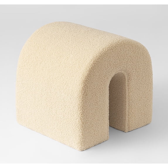 SHYFOY N-Shaped Upholstered Accent Ottoman – Modern Fabric Footrest Stool, Small Bench for Living Room