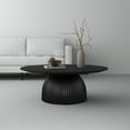 thumbnail image 1 of SHYFOY Round Solid Wood Coffee Table Black Pedestal Center Table for Living Room Furniture, 1 of 10