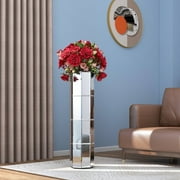SHYFOY Silver Mirrored 28" Tall Cylinder Floor Vase