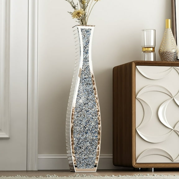 SHYFOY Tall Glam Crushed Diamond Floor Vase – Modern Luxury Decor for Living Rooms