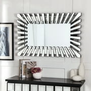 SHYFOY مرآة الحائط ديكور Sunburst مستطيل المرايا مرآة فضية حديثة للديكور المنزلي 40X 26 بوصة