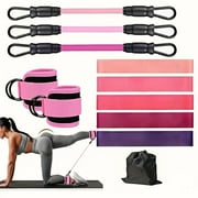SHYUJAJIE 11Pcs Ankle Resistance Bands for Working Out with Cuffs and Elastic Bands Set (10-30lbs) , Exercise Bands for Legs and Butt, Pink