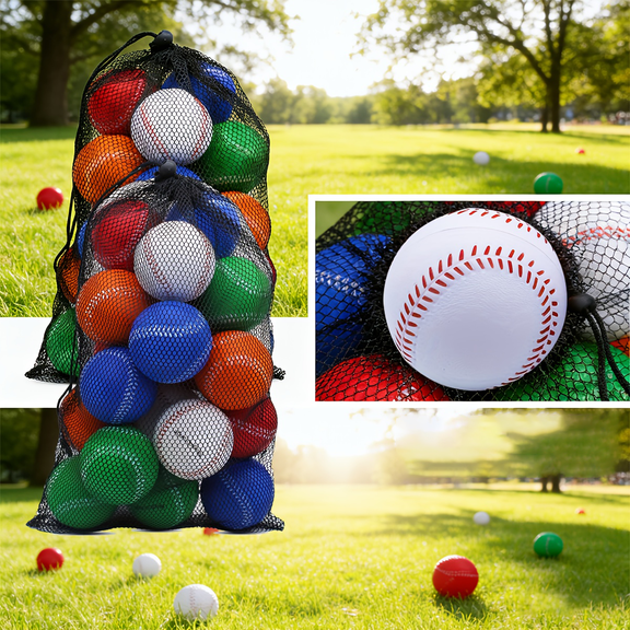 SHYUJAJIE 40 Pack Official Size 9-inch Baseball with Mesh Bag, Rubber Practice Baseball for Pitching Training