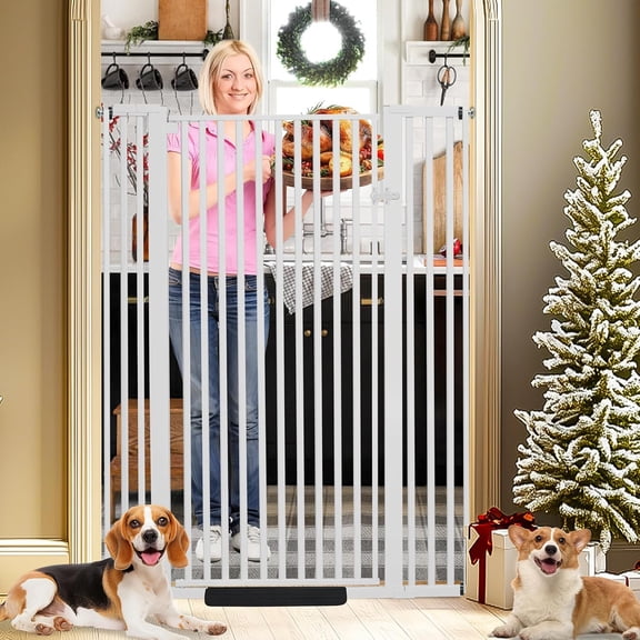 SHYUJAJIE 55 Inch Extra Tall Pet Gate for Cats, 29.92"-43" Adjustable Wide Dog Gates, White