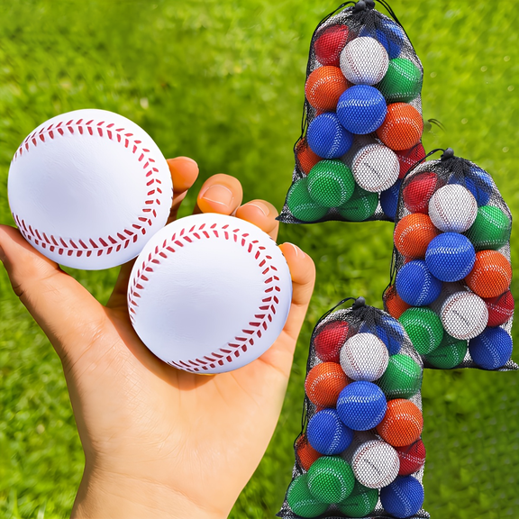 SHYUJAJIE 60 Pack Official Size 9-inch Baseball, Rubber Practice Baseball with Mesh Bag for Pitching Training