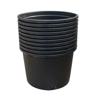 SHZAITOR 12.8" x 10.6" x 8.9" Round Black Plastic Plant Pot with Drainage Holes