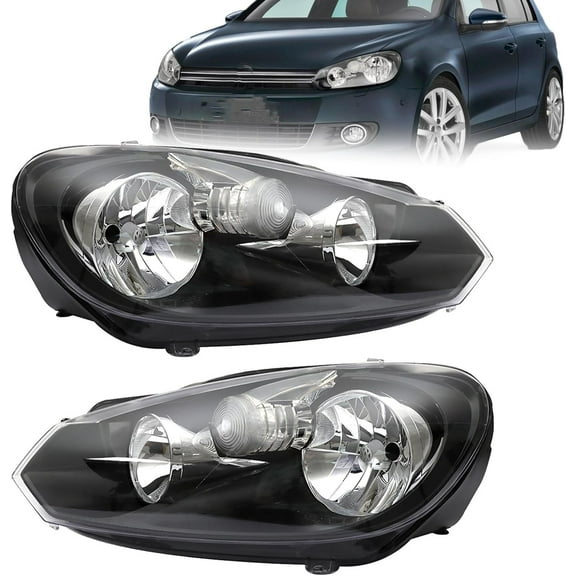 SHZAITOR 1 Pair Headlight Assembly Replacement for 2010 2011 2012 2013 2014 Golf/Sportwagen(MK6) Headlamp Left and Right Side 5K0941005C 5K0941006C