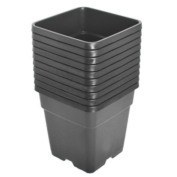 SHZAITOR 10 PACK Re-usable Square Nursery Pot 2 Gallon Plastic Grow Pots Plant