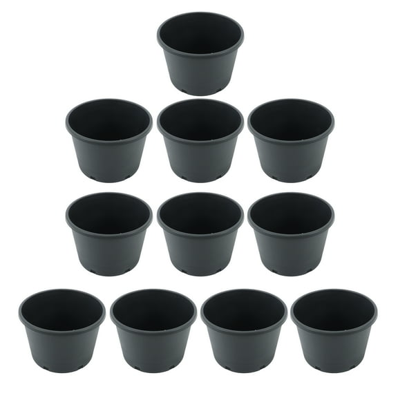SHZAITOR 12.8" x 10.6" x 8.9" Round Black Plastic Plant Pot with Drainage Holes