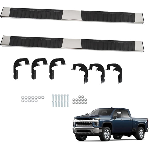 SHZAITOR 2-Pack 6 Inches Running Boards Bars Side Steps Replacement for 2019-2023 Silverado 1500/2020-2022 Silverado 2500HD 3500HD Double Cab