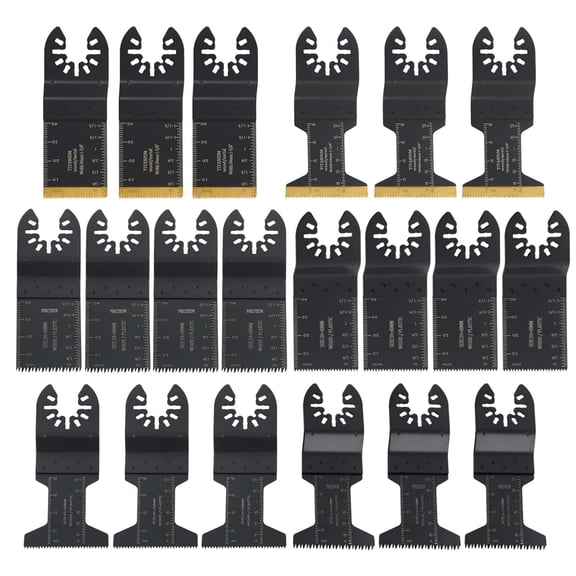SHZAITOR 20 PCS Titanium Coated Oscillating Multitool Blades Metal Wood Cutting, 1-3/8'' 1-3/4" Long Sawtooth Universal Oscillating Saw Blades Multi-Tool Blade Kits