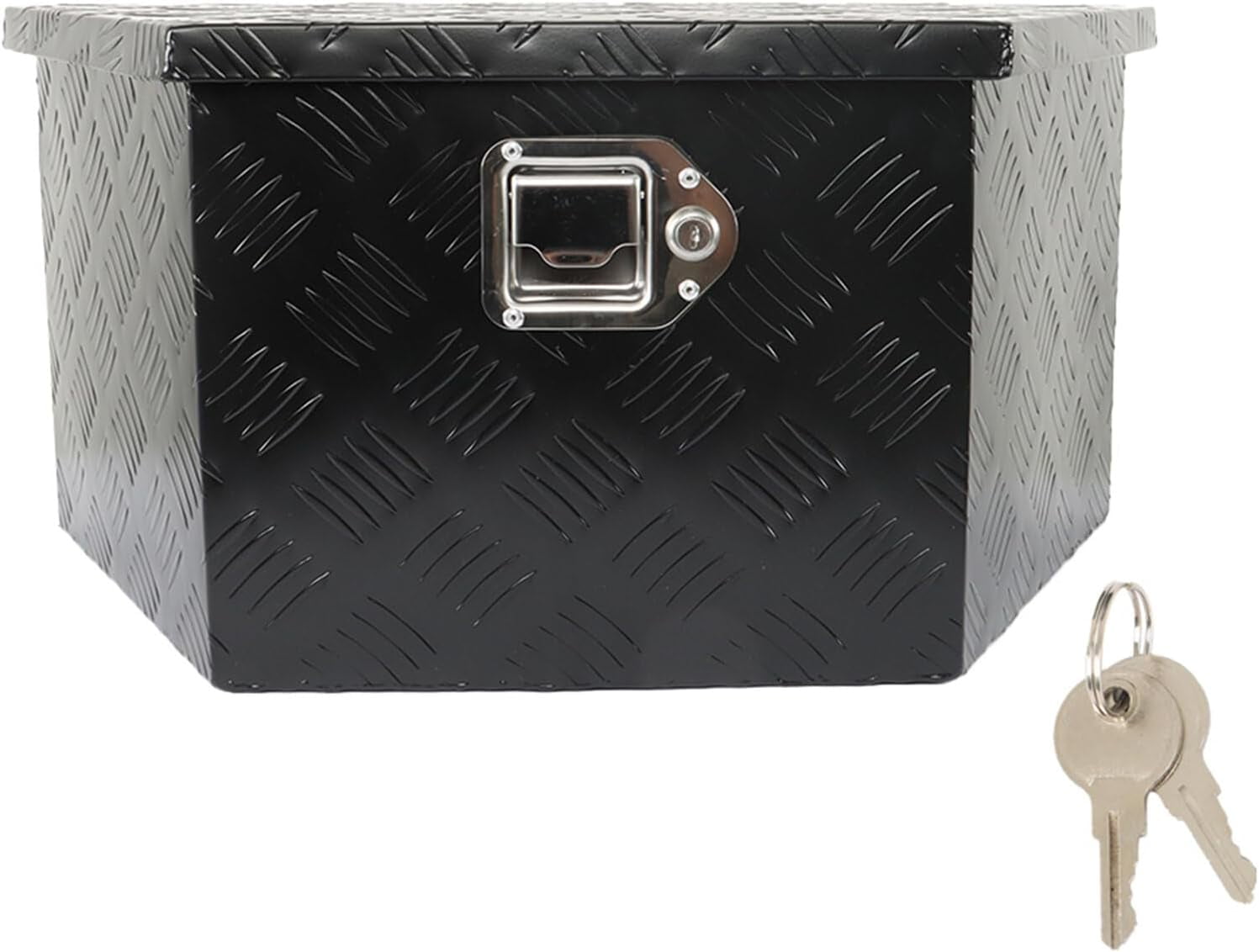 26-Inch Aluminum Trailer Tongue Box – Black Truck Tool Box, 26"x13.5"x12", RideFix, 5-Bar Tread