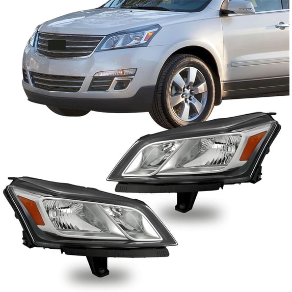 SHZAITOR 2PCS Headlights Assembly Chrome Housing Replacement for Traverse 2013-2017 Halogen Driver Side and Passenger Side LH RH 84262931 84262932