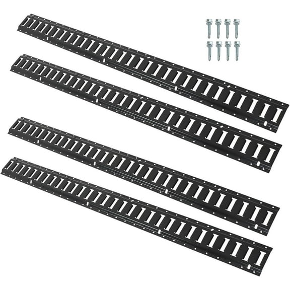 SHZAITOR 4 PCS E Track Tie Down Rail Kit 5 Foot Powder Coat Black for Garages Vans Trailers Motorcycle Tie Downs Heavy Loads Up to 2000 lbs