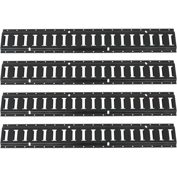 SHZAITOR 4 PCS Powder Coated Black E Track Tie Down Rail Kit 3 Foot for Garages Vans Trailers Motorcycle Tie Downs ATV Mountings Heavy Loads Up to 2000 lbs