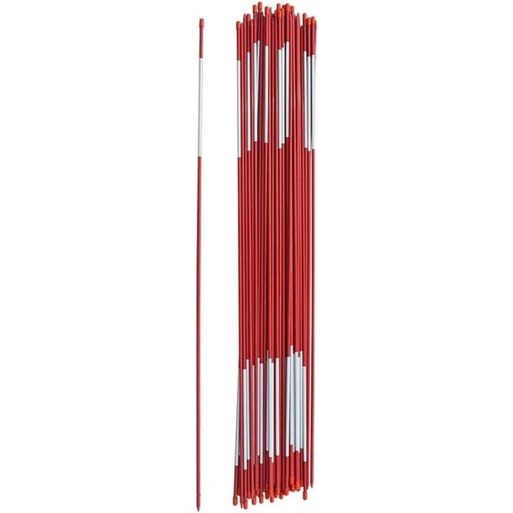 SHZAITOR 48" Inch Snow Stakes Driveway Markers Poles Snow Plow Stakes Fiberglass 5/16 Inch Diameter Red Fit for Driveway Mark Snow Plow Parking Lots 50pcs