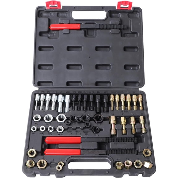 SHZAITOR 49Pcs Thread Repair Tool Set UNC UNF Metric Size Thread Restorer Kit Thread Chaser Tool Set