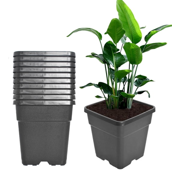 SHZAITOR 5/10 PACK Re-usable Square Nursery Pot 10 Gallon Plastic Grow Pots Plant