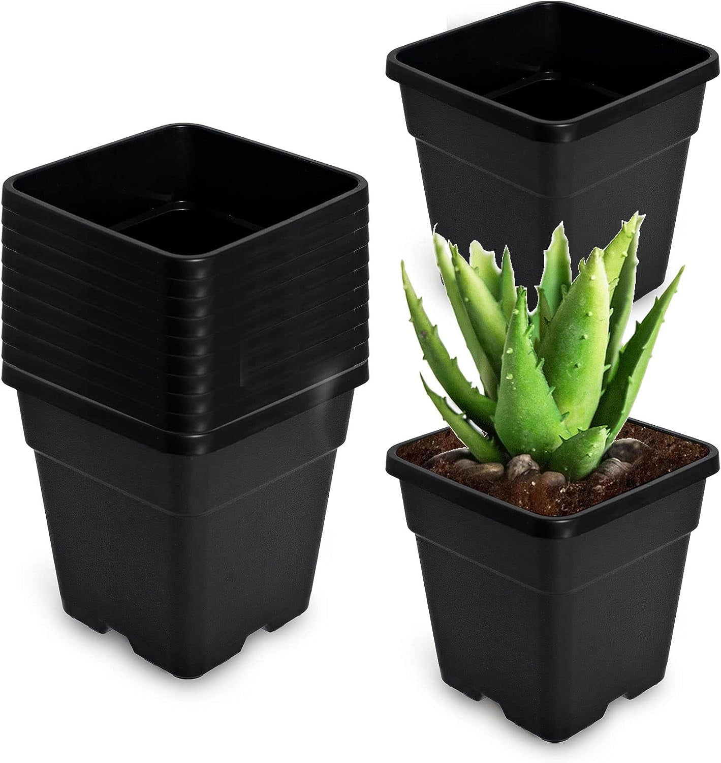 SHZAITOR 5/10 PACK Re-usable Square Nursery Pot 10 Gallon Plastic Grow ...