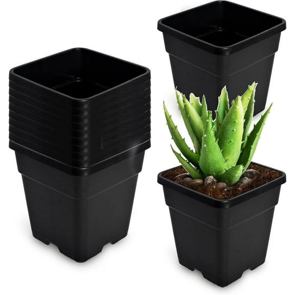 SHZAITOR 5/10 PACK Re-usable Square Nursery Pot 10 Gallon Plastic Grow Pots Plant