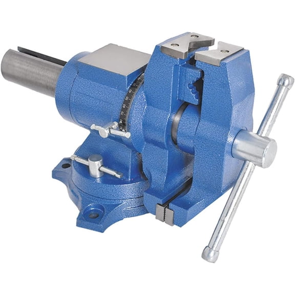 SHZAITOR 5-Inch Multi Purpose Heavy Vise, Multi-Jaw Bench Vise with Double Swivel and Anvil Stand for Clamping Fixing Equipment Home or Industrial Use