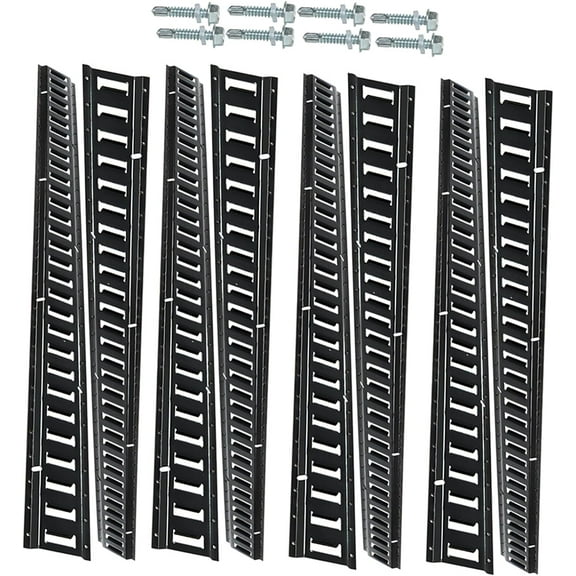 SHZAITOR 8 PCS E Track Tie Down Rail Kit 5 Foot Powder Coat Black for Garages Vans Trailers Motorcycle Tie Downs Heavy Loads Up to 2000 lbs