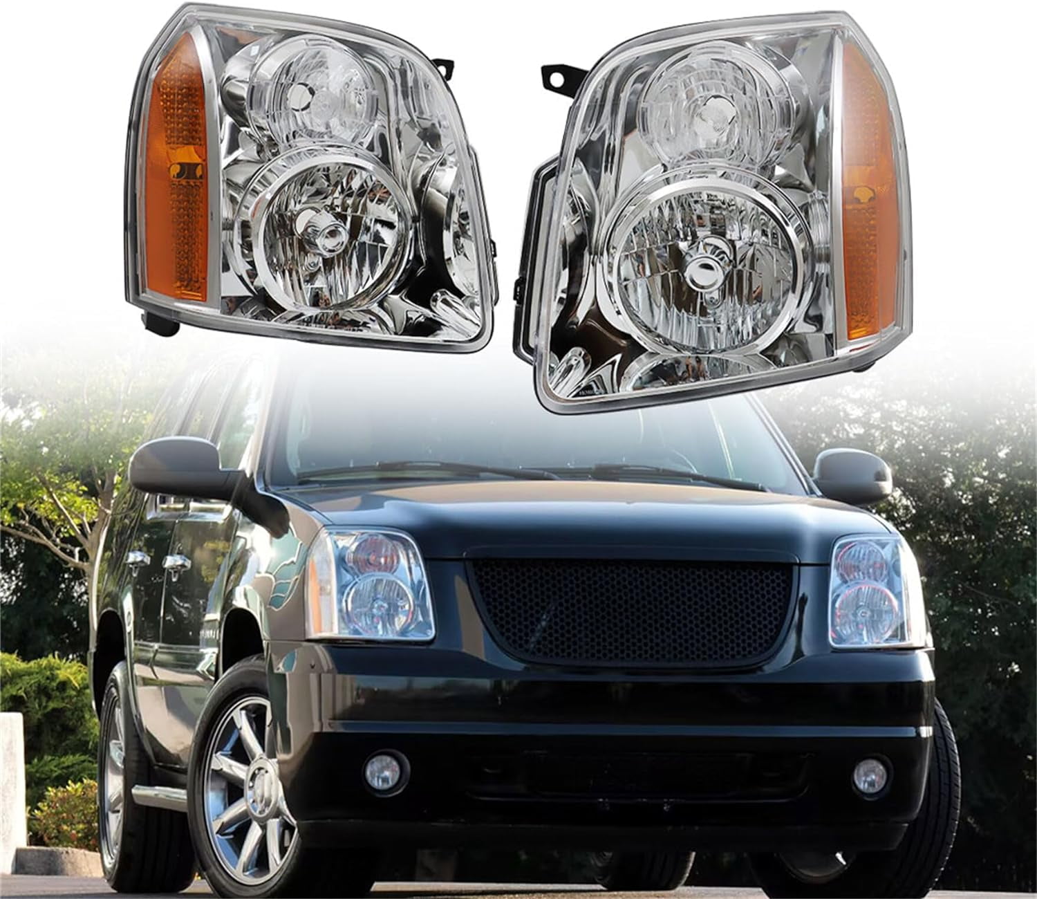 SHZAITOR A Pair Headlights Assembly Replacement for 2007-2014 Yukon ...
