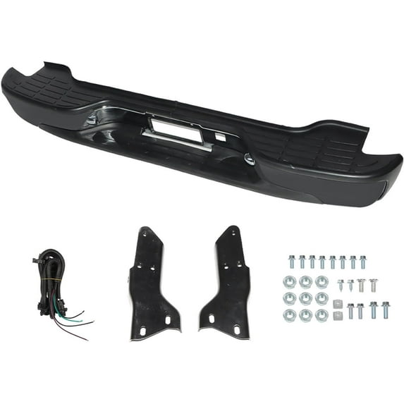 SHZAITOR Black Steel Rear Bumper Assembly Replacement for 2000-2006 Suburban Tahoe Yukon GM1101115