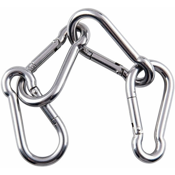 SHZAITOR Carabiner Clips- Stainless Steel 304 Spring Snap Hook, Set of 12 440 Lbs