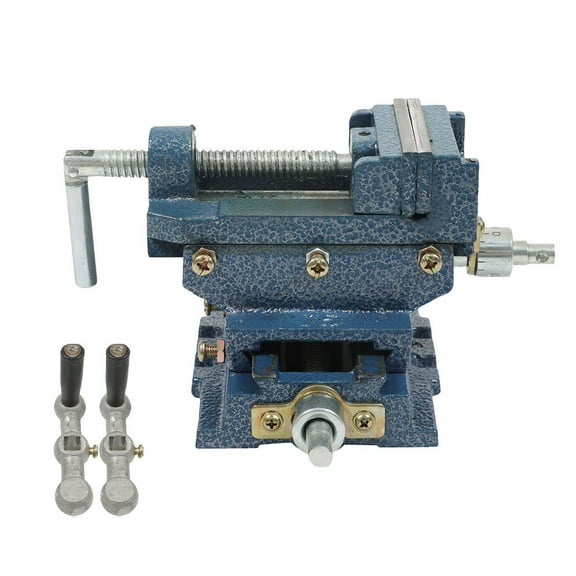 SHZAITOR Cross Slide Drill Press Vise 2 Way X-Y Heavy Duty Clamp Machine Cast Iron Drill Press X-Y Compound Vise - 3 Inch Blue