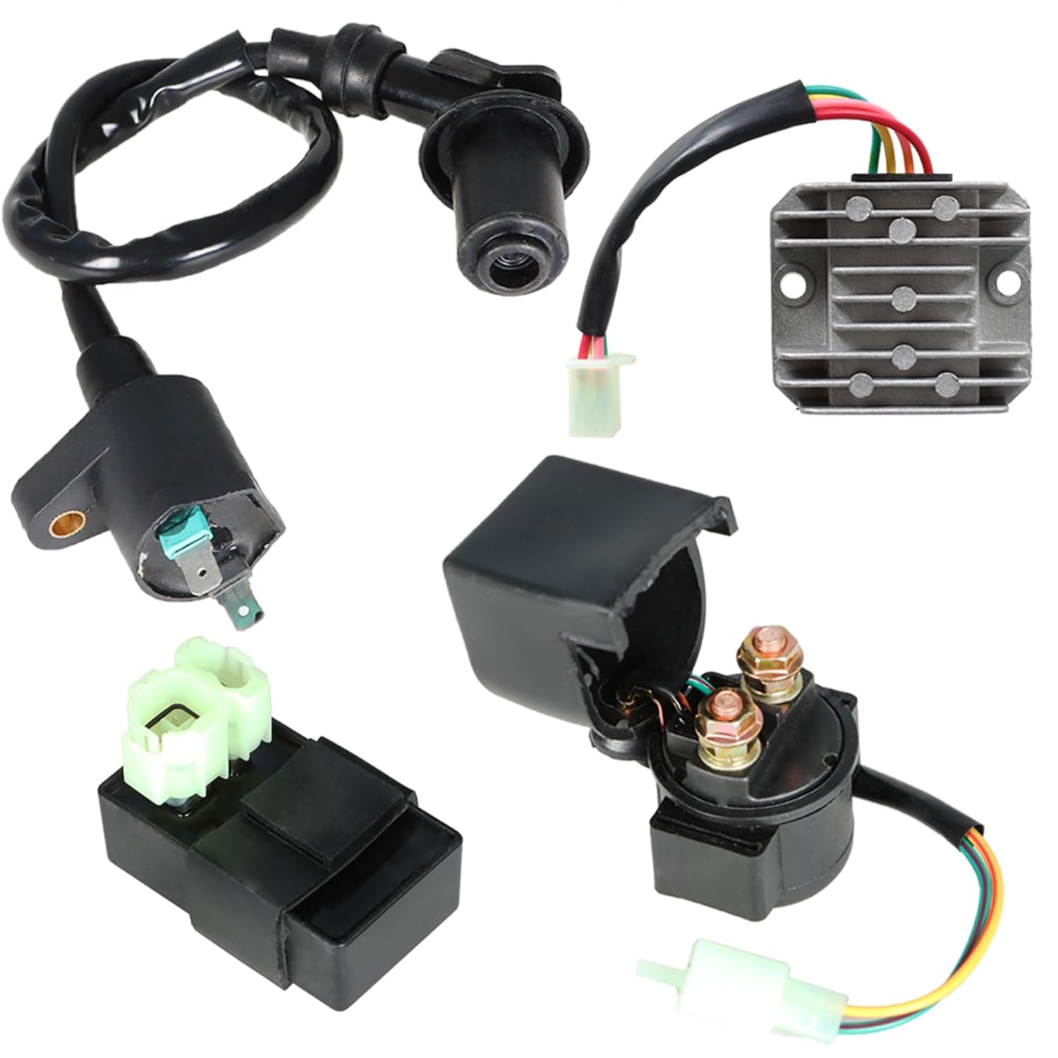 Complete GY6 50-150cc Ignition Set: CDI Coil, Relay, Regulator For ATV, Go Kart, Scooter