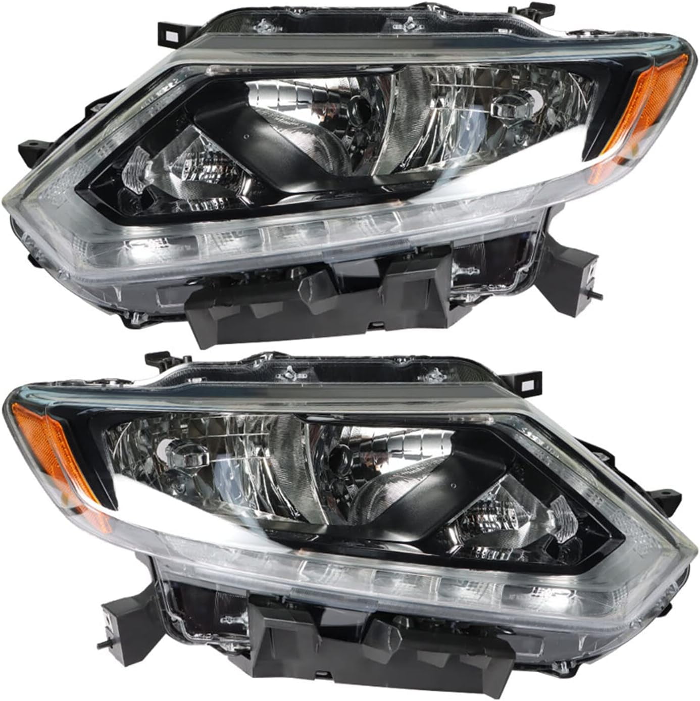 SHZAITOR Halogen Pair Headlights For 2014-2016 Nissan Rogue w/LED DRL Headlamp Left&Right
