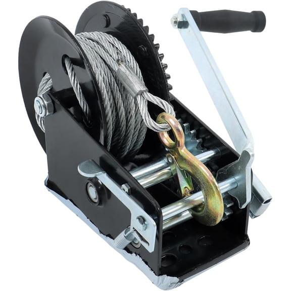 SHZAITOR Heavy Duty Hand Winch with 33ft Galvanized Steel Cable 4:1/8:1 26mm Hook Bidirectional Ratchet 3500 lbs (1.5 Ton) Pulling Capacity for Boat Trailer, ATV, Tractor