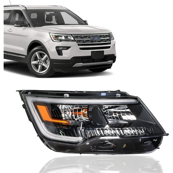 SHZAITOR Passenger Side Headlight Assembly Replacement for Explorer 2016 2017 2018 2019 Headlamp Black bezel FB5Z13008AE
