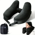 SHZHHFKJCX Ultimate Comfort Inflatable Travel Neck Pillow Soft Velour