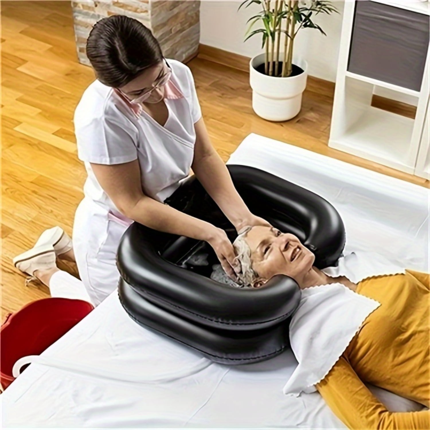 SHZHRUKUNSHM Portable Foldable Inflatable Hair Wash Basin for Bedridden Elderly EasytoUse